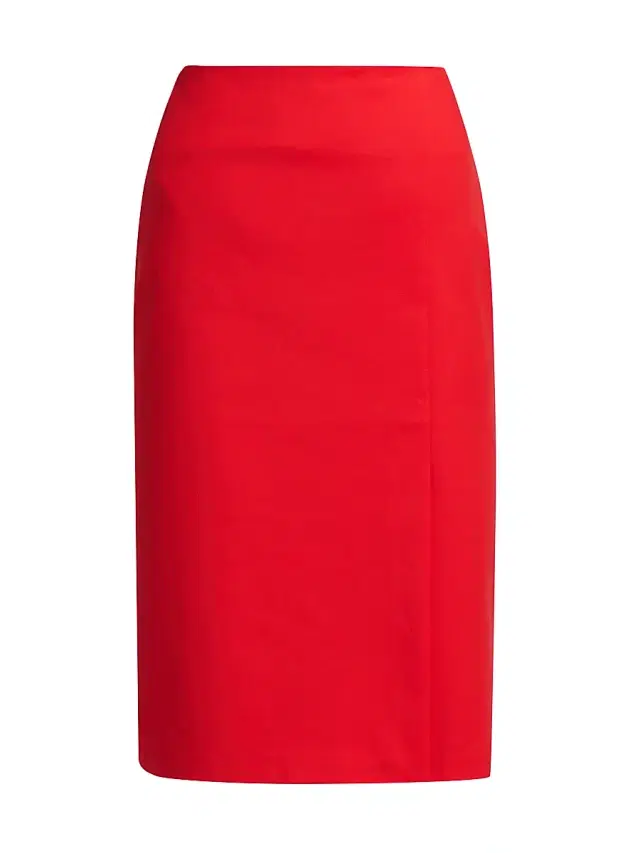 Chiara Boni La Petite Robe Women's Estera Cotton-Blend Pleated Pencil Lnee-Length Skirt - Lipstick Salt