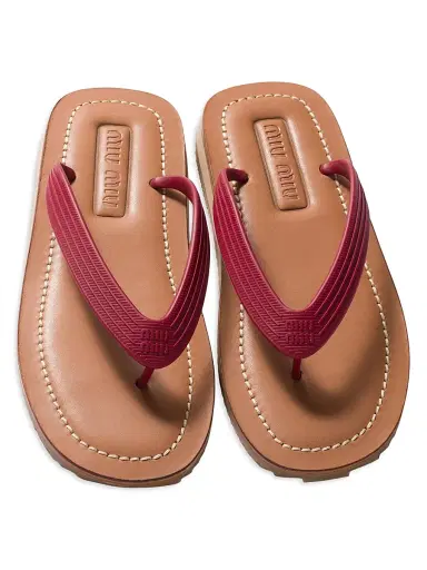 Miu Miu Women's Thong Sandals - Dark Red - Size 10 | Thumbnail 2 Miu Miu Women's Thong Sandals - Dark Red - Size 10 | Thumbnail 2