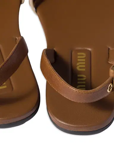 Miu Miu Women's Nappa and Suede Leather Sandals - Brown - Size 11 | Thumbnail 3 Miu Miu Women's Nappa and Suede Leather Sandals - Brown - Size 11 | Thumbnail 3