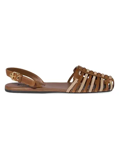Miu Miu Women's Nappa and Suede Leather Sandals - Brown - Size 11 | Thumbnail 1 Miu Miu Women's Nappa and Suede Leather Sandals - Brown - Size 11 | Thumbnail 1