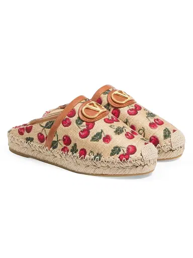 Valentino Garavani Women's Vlogo Signature 25MM Mules with Cherryfic Motif - Natural Red | Thumbnail 2 Valentino Garavani Women's Vlogo Signature 25MM Mules with Cherryfic Motif - Natural Red | Thumbnail 2