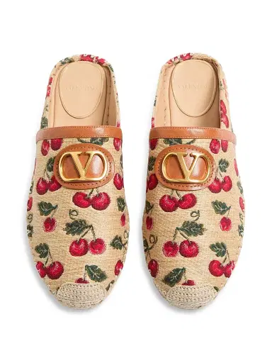 Valentino Garavani Women's Vlogo Signature 25MM Mules with Cherryfic Motif - Natural Red | Thumbnail 4 Valentino Garavani Women's Vlogo Signature 25MM Mules with Cherryfic Motif - Natural Red | Thumbnail 4