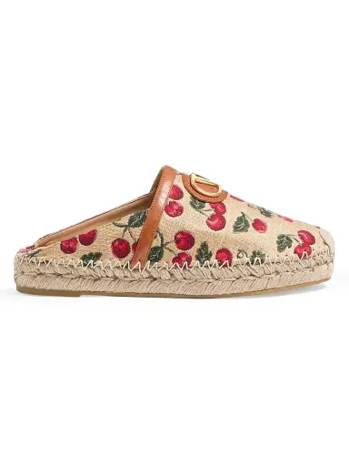 Valentino Garavani Women's Vlogo Signature 25MM Mules with Cherryfic Motif - Natural Red | Thumbnail 1 Valentino Garavani Women's Vlogo Signature 25MM Mules with Cherryfic Motif - Natural Red | Thumbnail 1
