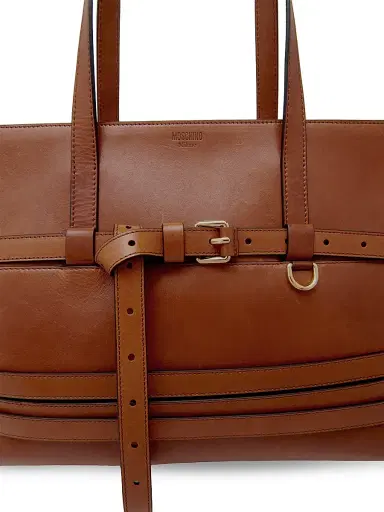 MOSCHINO Women's Belted Leather Tote Bag - Hide | Thumbnail 4