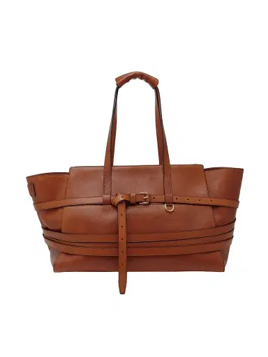 MOSCHINO Women's Belted Leather Tote Bag - Hide | Thumbnail 1