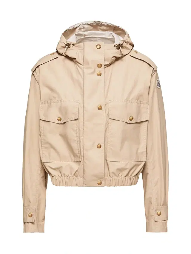 Moncler Women's Carex Jacket in Cotton Blend Poplin - Beige