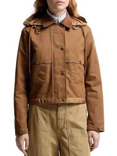 Moncler Women's Aconitum Shacket in Cotton and Linen Blend - Light Brown - Size XL | Thumbnail 2