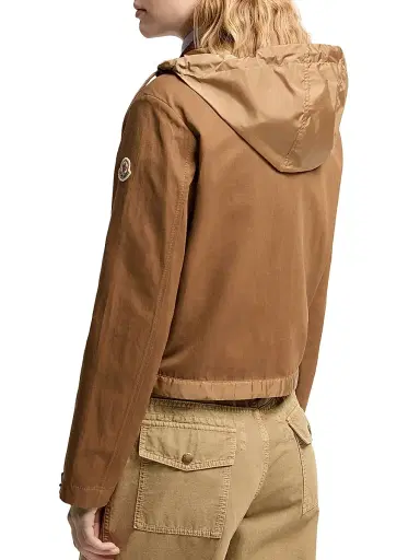 Moncler Women's Aconitum Shacket in Cotton and Linen Blend - Light Brown - Size XL | Thumbnail 3