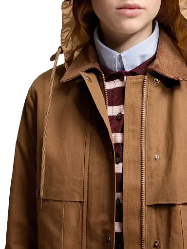 Moncler Women's Aconitum Shacket in Cotton and Linen Blend - Light Brown - Size XL | Thumbnail 4