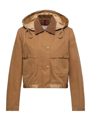 Moncler Women's Aconitum Shacket in Cotton and Linen Blend - Light Brown - Size XL | Thumbnail 1