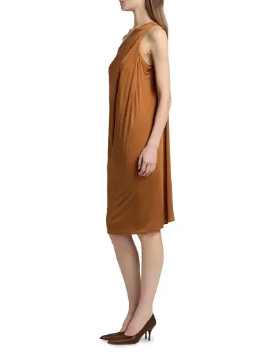 Rick Owens Women's Anthem One-Shoulder Midi-Dress - Cognac - Size 10 | Thumbnail 4
