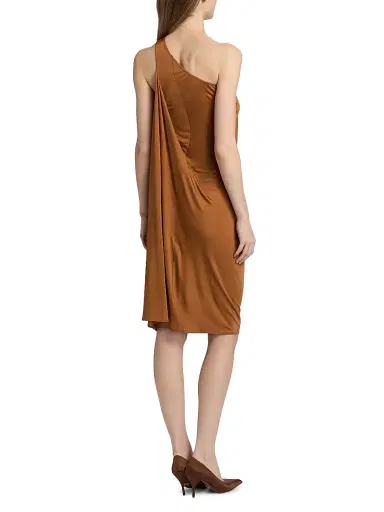 Rick Owens Women's Anthem One-Shoulder Midi-Dress - Cognac - Size 10 | Thumbnail 5