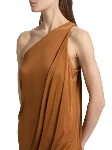 Rick Owens Women's Anthem One-Shoulder Midi-Dress - Cognac - Size 10 | Thumbnail 6