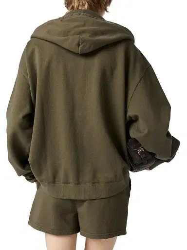 Miu Miu Women's Garment-Dyed Hoodie Jacket - Green - Size XS | Thumbnail 4