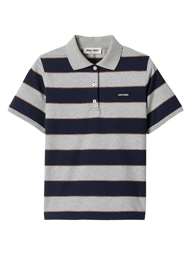 Women's Striped Jersey Polo Shirt - Blue Multi