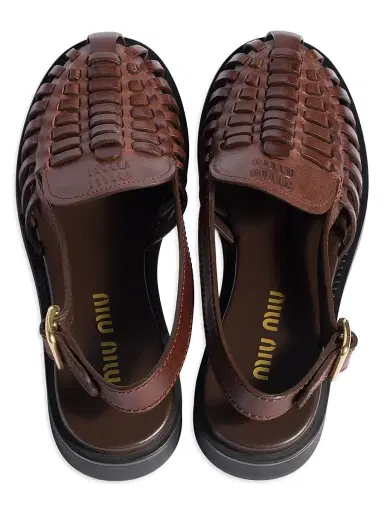 Miu Miu Women's Leather Slingback Loafers - Brown | Thumbnail 2