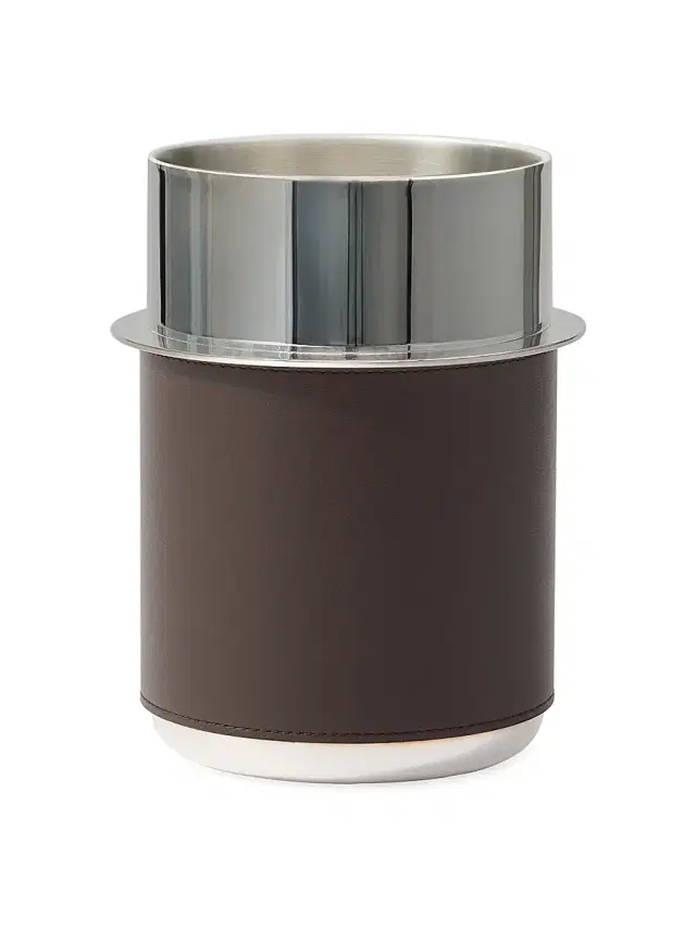 Brunello Cucinelli Silver Plated Steel and Leather Glacette - Cigar
