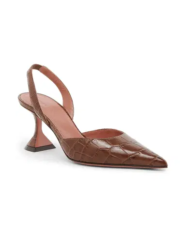 Amina Muaddi Women's Holli 70MM Croc-Embossed Leather Slingback Pumps | Thumbnail 2 Amina Muaddi Women's Holli 70MM Croc-Embossed Leather Slingback Pumps | Thumbnail 2
