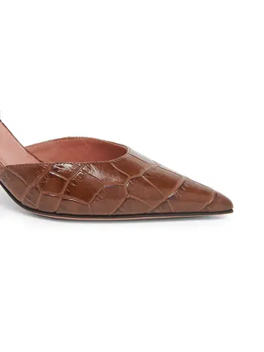 Amina Muaddi Women's Holli 70MM Croc-Embossed Leather Slingback Pumps | Thumbnail 5 Amina Muaddi Women's Holli 70MM Croc-Embossed Leather Slingback Pumps | Thumbnail 5