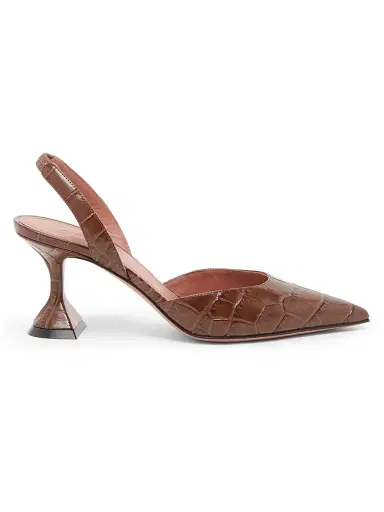 Amina Muaddi Women's Holli 70MM Croc-Embossed Leather Slingback Pumps | Thumbnail 1 Amina Muaddi Women's Holli 70MM Croc-Embossed Leather Slingback Pumps | Thumbnail 1