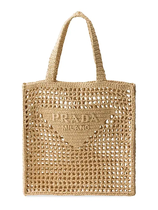 Prada Women's Crochet Tote Bag - Beige Khaki