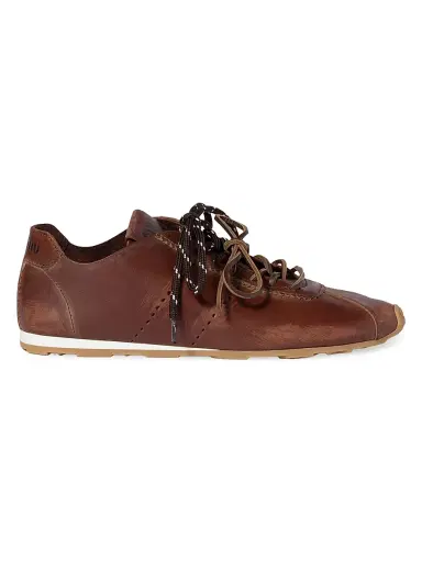 Miu Miu Women's Plume Leather Sneakers - Brown | Thumbnail 1 Miu Miu Women's Plume Leather Sneakers - Brown | Thumbnail 1