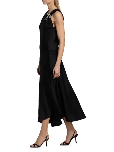 Jil Sander Women's Crystal Bow Bias-Cut Midi-Dress | Thumbnail 2