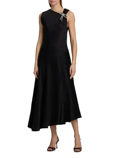 Jil Sander Women's Crystal Bow Bias-Cut Midi-Dress | Thumbnail 3