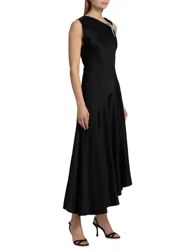 Jil Sander Women's Crystal Bow Bias-Cut Midi-Dress | Thumbnail 4