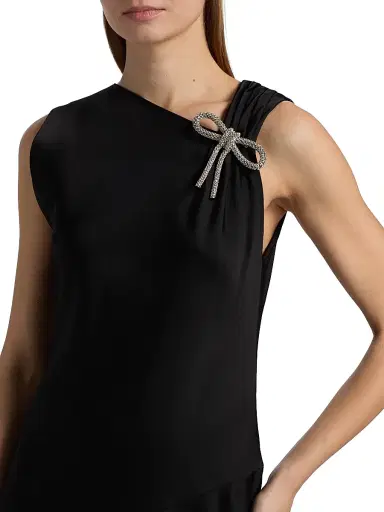Jil Sander Women's Crystal Bow Bias-Cut Midi-Dress | Thumbnail 6