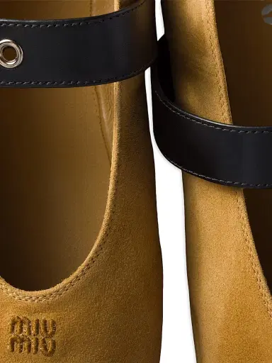 Miu Miu Women's Suede Ballerinas - Beige Khaki - Size 11 | Thumbnail 3