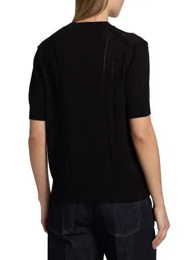 Jil Sander Women's Pointelle Wool-Cotton Sweater - Black - Size 12 | Thumbnail 5