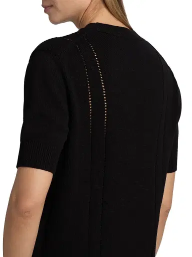 Jil Sander Women's Pointelle Wool-Cotton Sweater - Black - Size 12 | Thumbnail 6