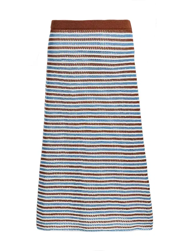Marni Women's Stripe Crochet Knee-Length Skirt - Light Brown