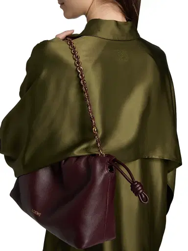 LOEWE Women's Satin Capelet-Back High-Low Shirt - Khaki Green | Thumbnail 6 LOEWE Women's Satin Capelet-Back High-Low Shirt - Khaki Green | Thumbnail 6