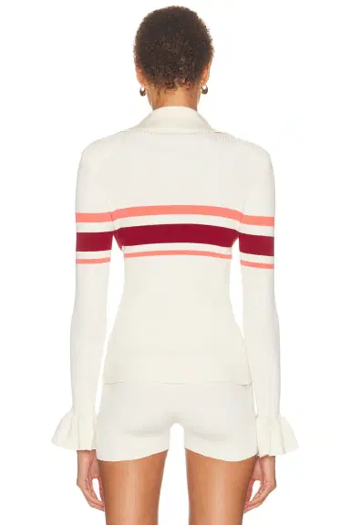 Self-Portrait Stripe Viscose Knit Button Top | Thumbnail 3