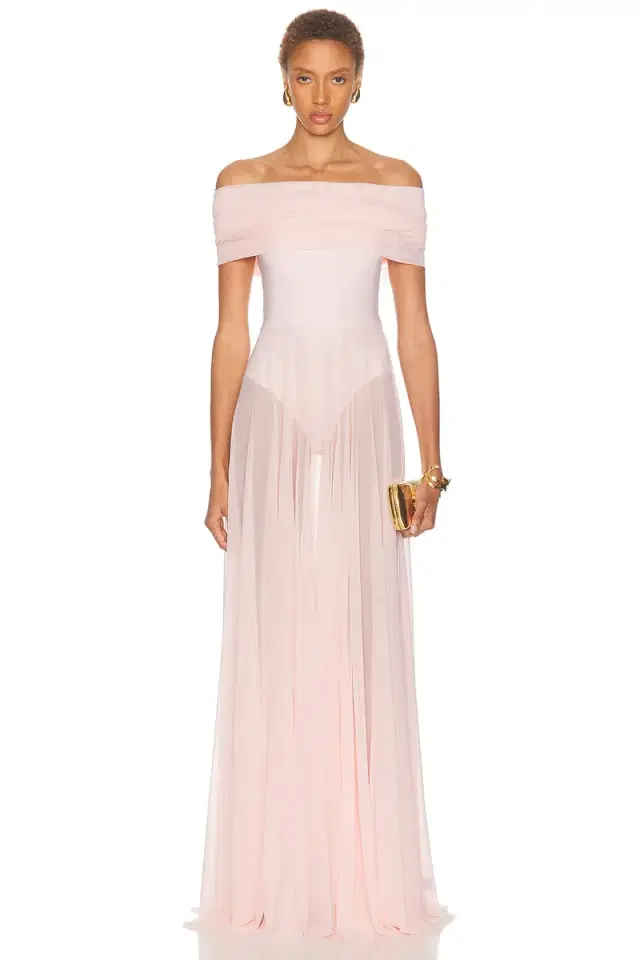 Norma Kamali Sleeveless Cowl Neck Combo Flared Gown