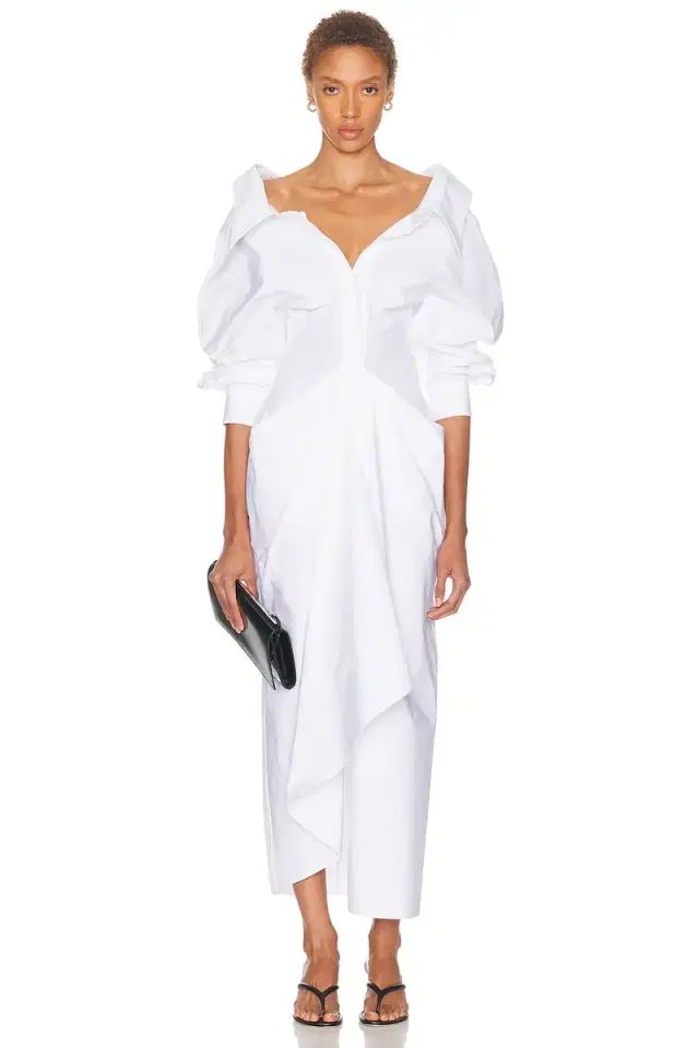 Slashed Long Shirt Dress