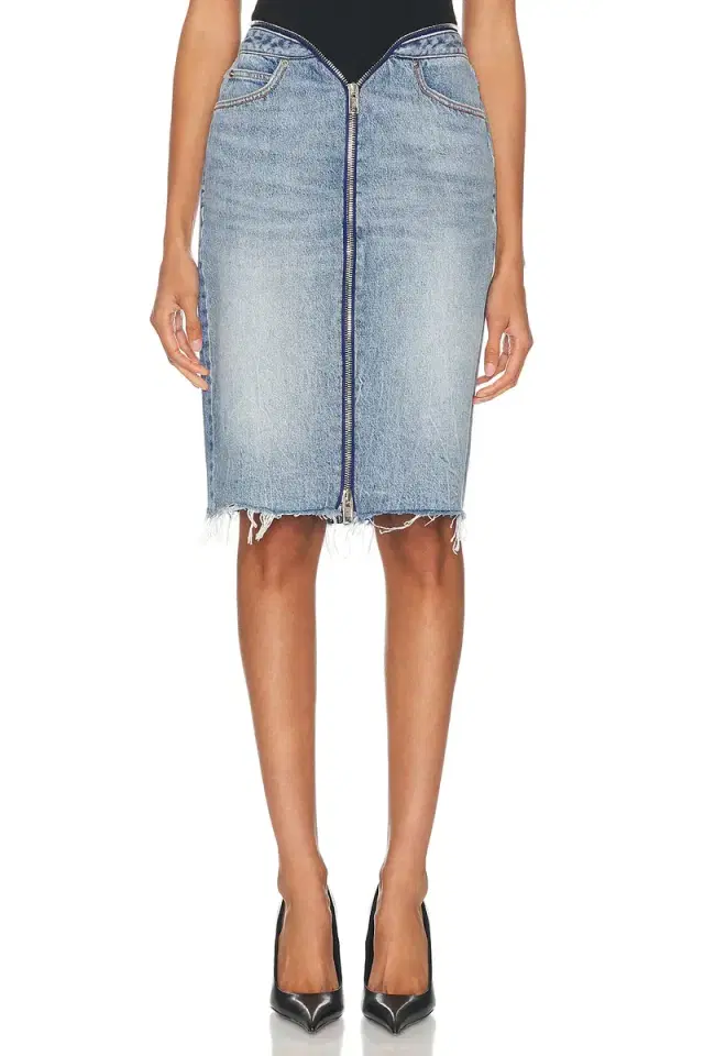 Dipped V Zip Waistband Skirt