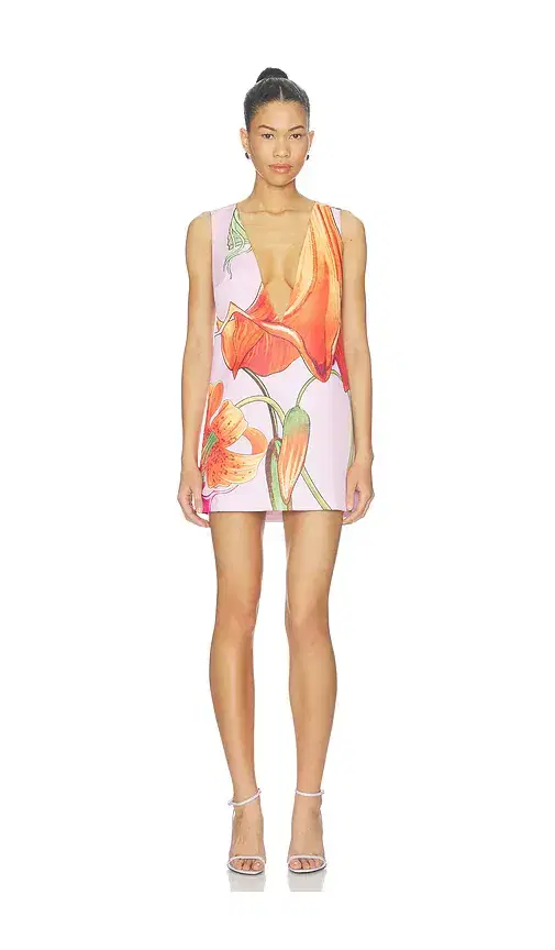 Muma World Orange Trumpet V Neck Electra Dress