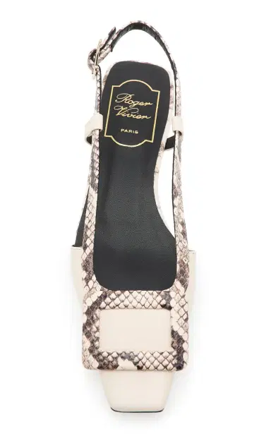 Roger Vivier Belle Vivier Python-Effect Leather Slingback Flats | Thumbnail 2