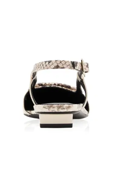 Roger Vivier Belle Vivier Python-Effect Leather Slingback Flats | Thumbnail 4