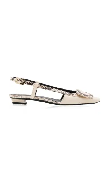 Roger Vivier Belle Vivier Python-Effect Leather Slingback Flats | Thumbnail 7