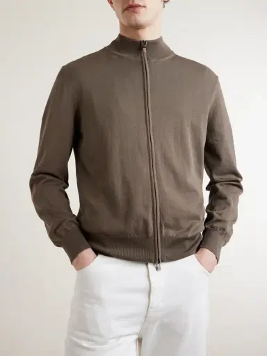 Canali Slim-Fit Cotton Zip-Up Sweater - Men | Thumbnail 3 Canali Slim-Fit Cotton Zip-Up Sweater - Men | Thumbnail 3