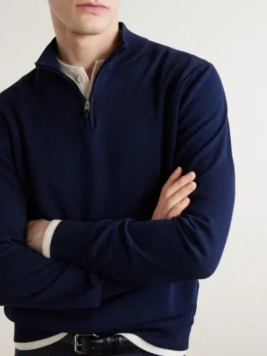 Canali Cotton Half-Zip Sweater - Men | Thumbnail 5 Canali Cotton Half-Zip Sweater - Men | Thumbnail 5