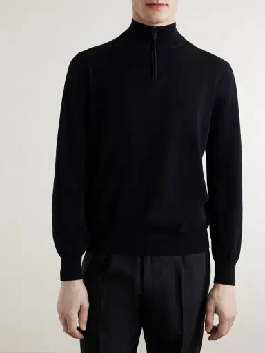 Canali Cotton Half-Zip Sweater - Men | Thumbnail 3 Canali Cotton Half-Zip Sweater - Men | Thumbnail 3