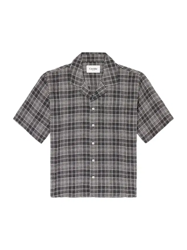 Camp-Collar Checked Seersucker Shirt - Men
