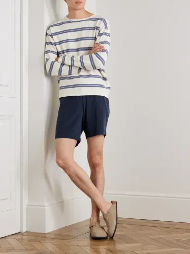 Frescobol Carioca Augusto Straight-Leg Cotton, Lyocell and Linen-Blend Terry Drawstring Shorts - Men | Thumbnail 2