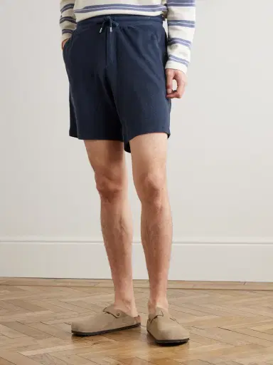 Frescobol Carioca Augusto Straight-Leg Cotton, Lyocell and Linen-Blend Terry Drawstring Shorts - Men | Thumbnail 3
