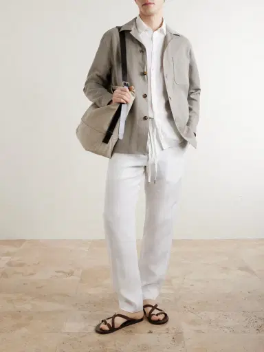 Canali Straight-Leg Linen Trousers - Men | Thumbnail 2